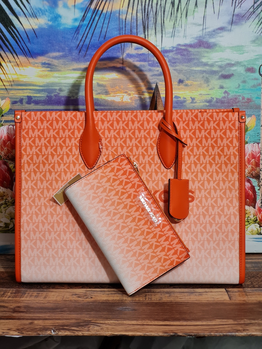 Michael Kors Mirella Ombre  Tote And Wallet Set
